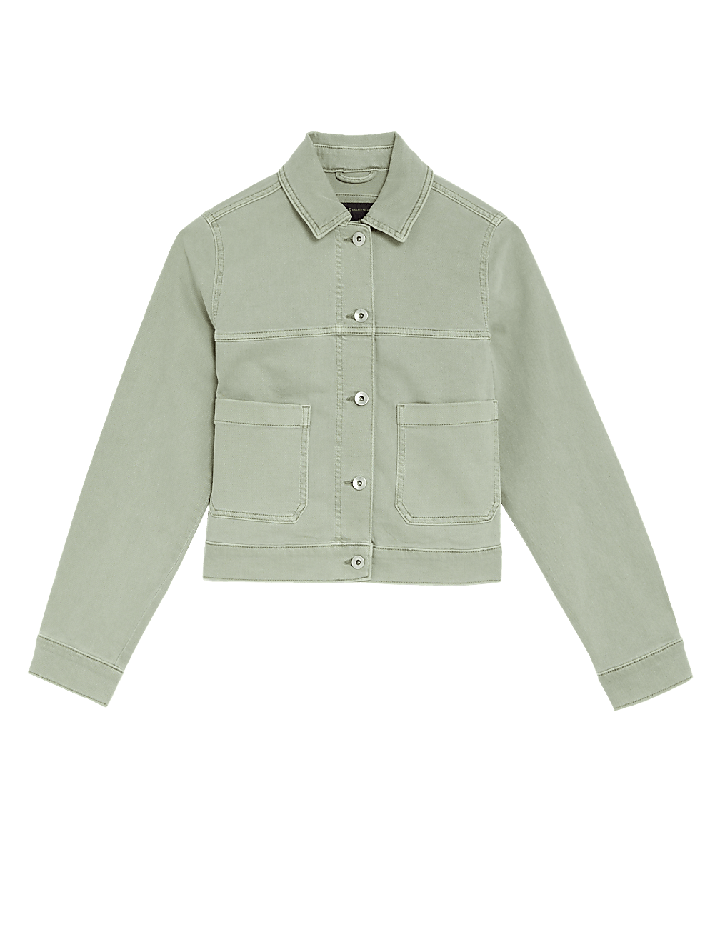 Cotton Rich Denim Collared Cropped Jacket