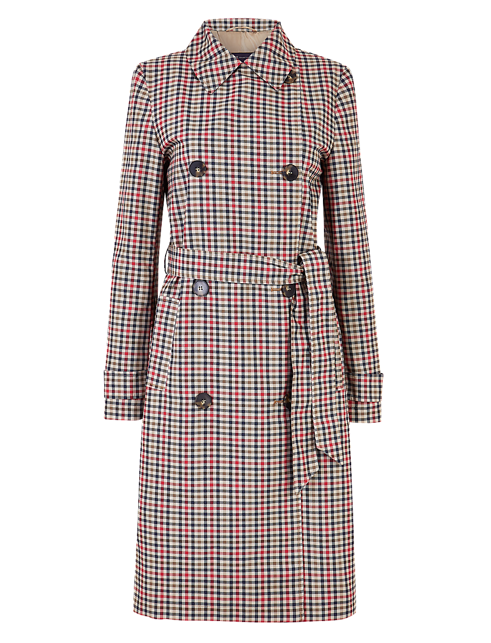 Checked Double Breasted Trench Coat