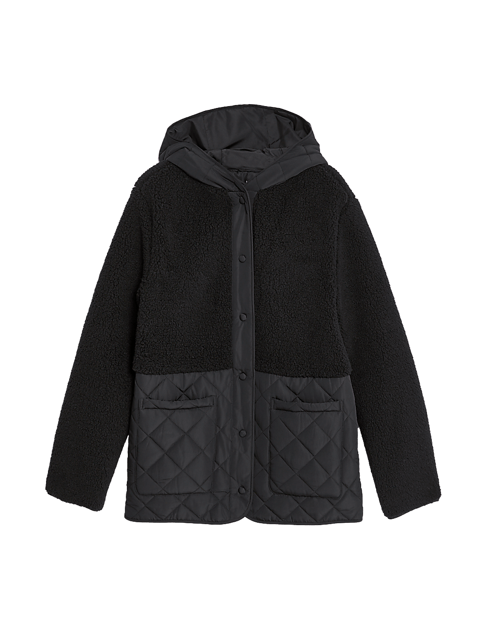 Borg Quilted Hooded Puffer Jacket