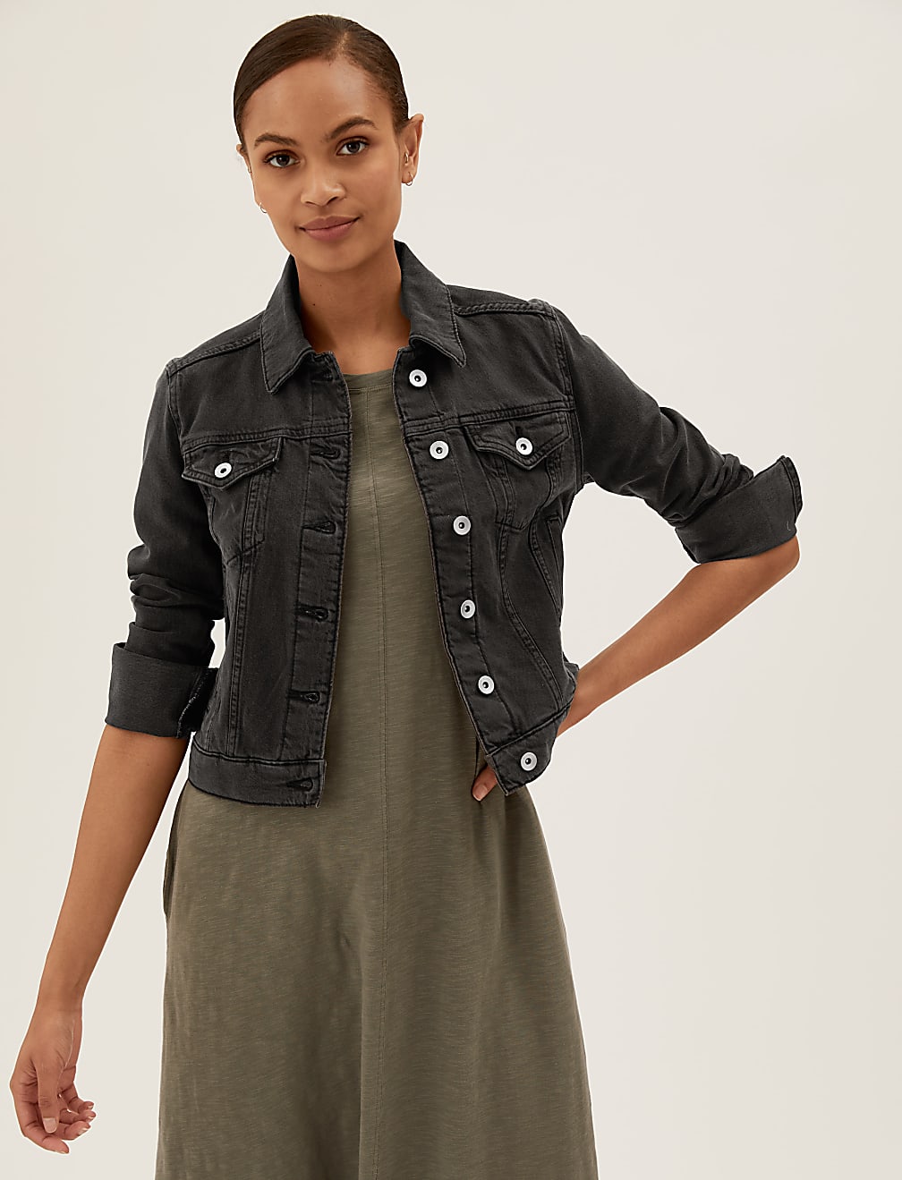 Cotton Rich Denim Jacket with Stretch