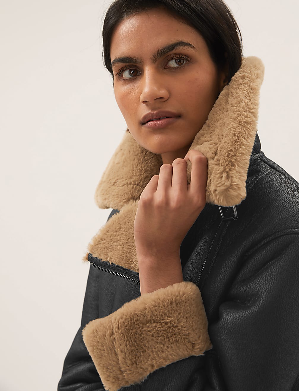Faux Shearling Aviator Jacket