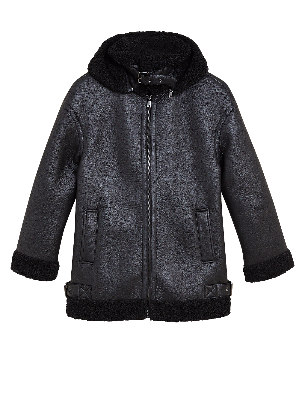 Faux Shearling Hooded Aviator Jacket