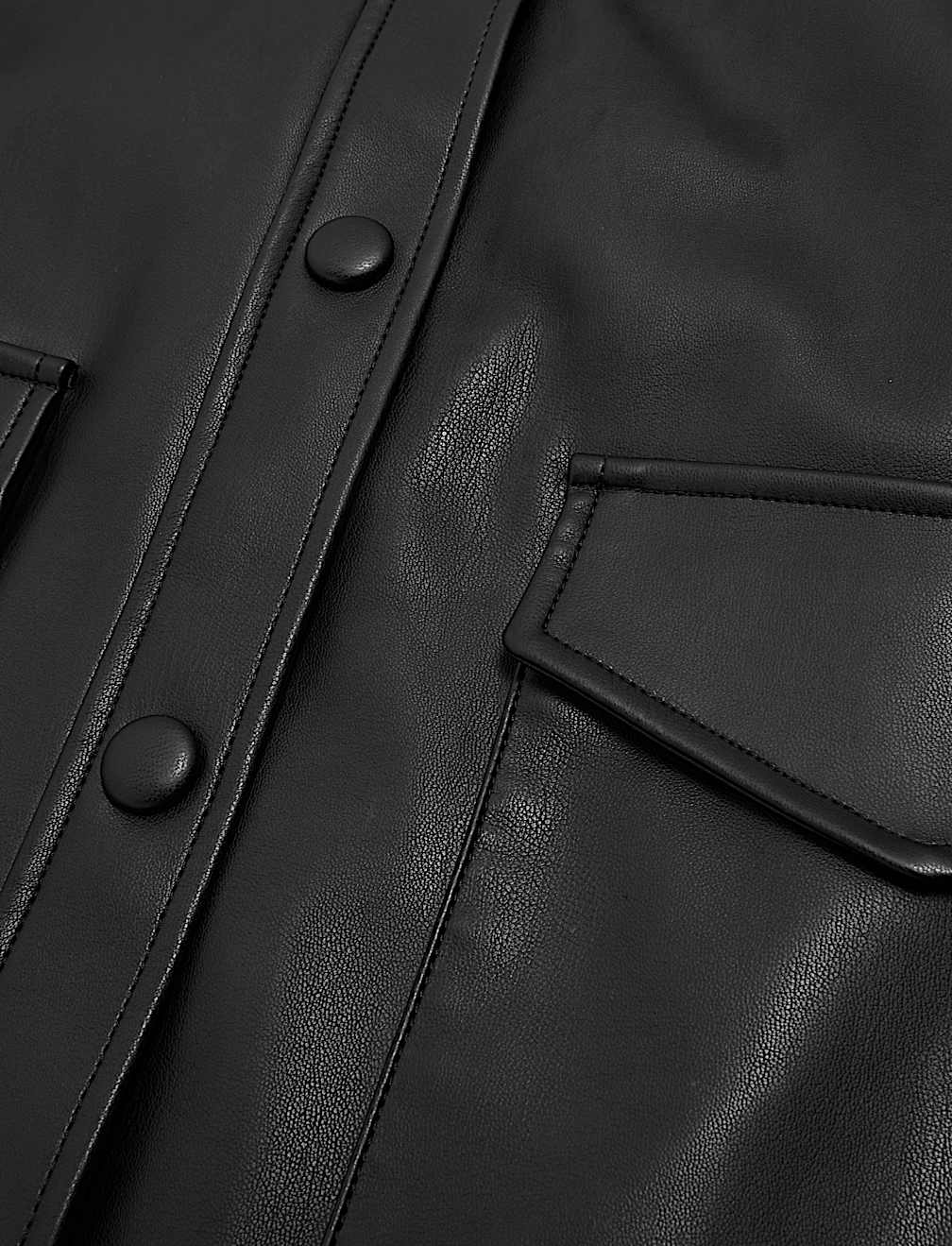 Faux Leather Belted Shacket