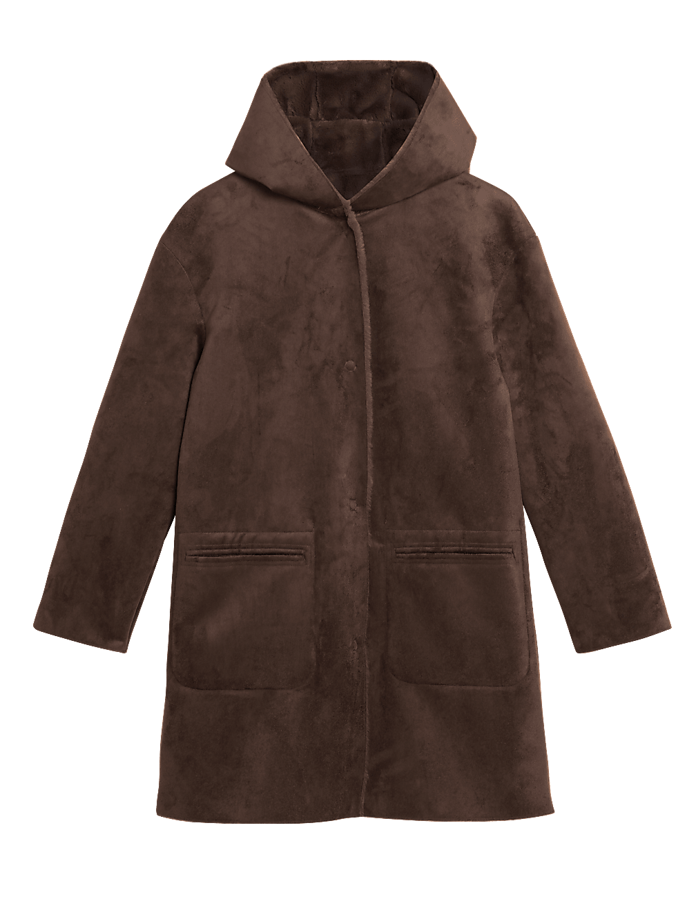 Faux Shearling Hooded Reversible Coat