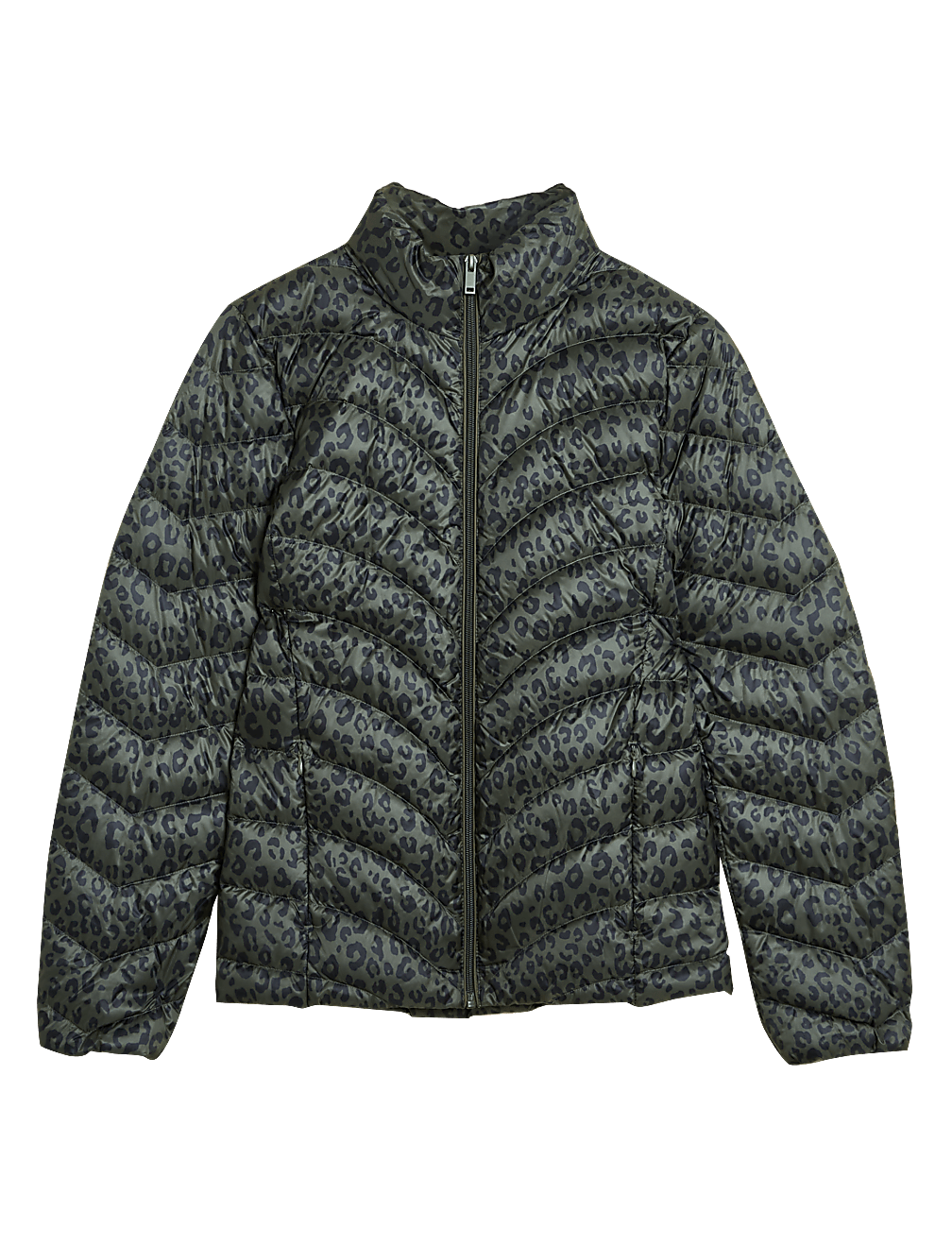 Feather & Down Animal Print Puffer Jacket