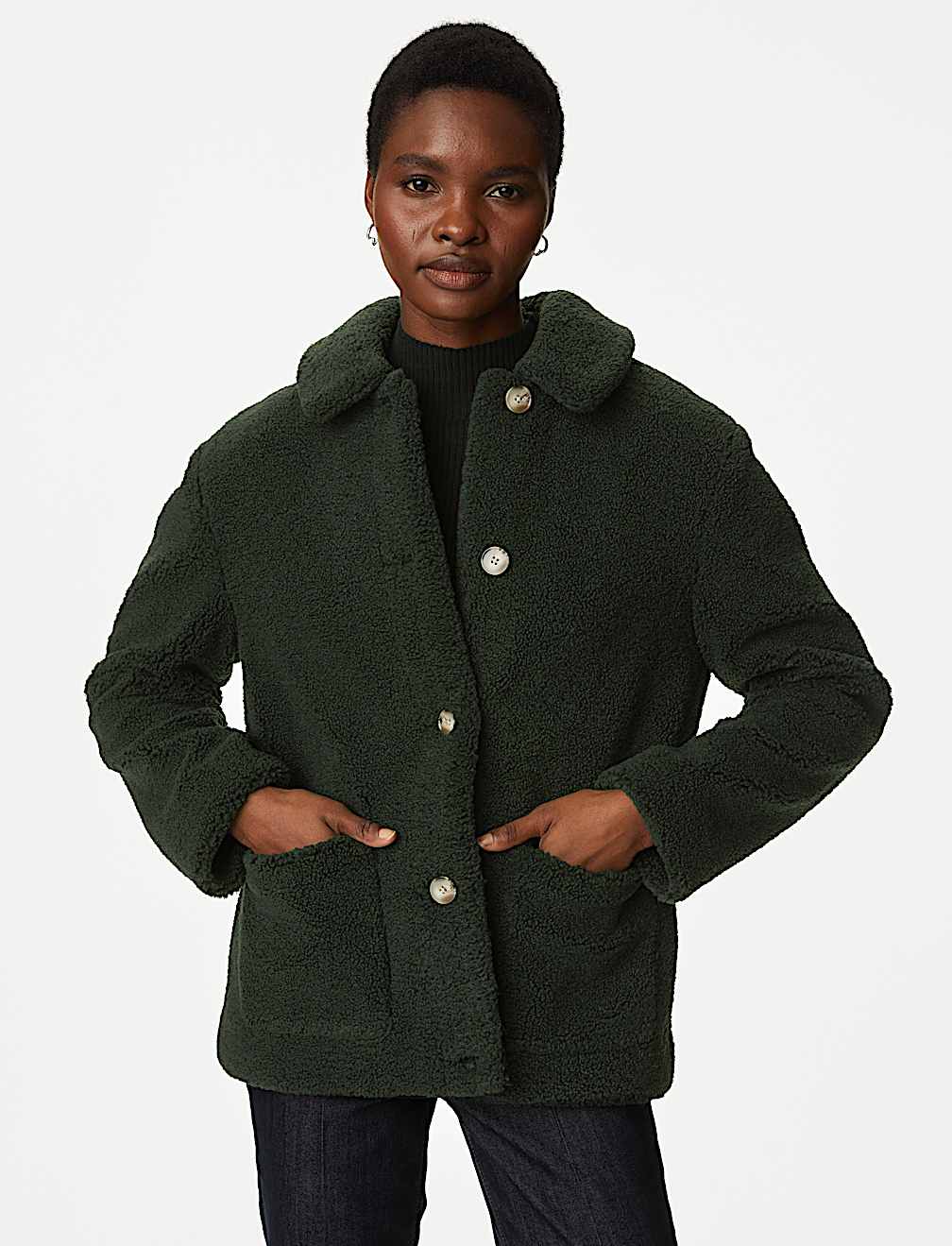 Teddy Textured Collared Jacket