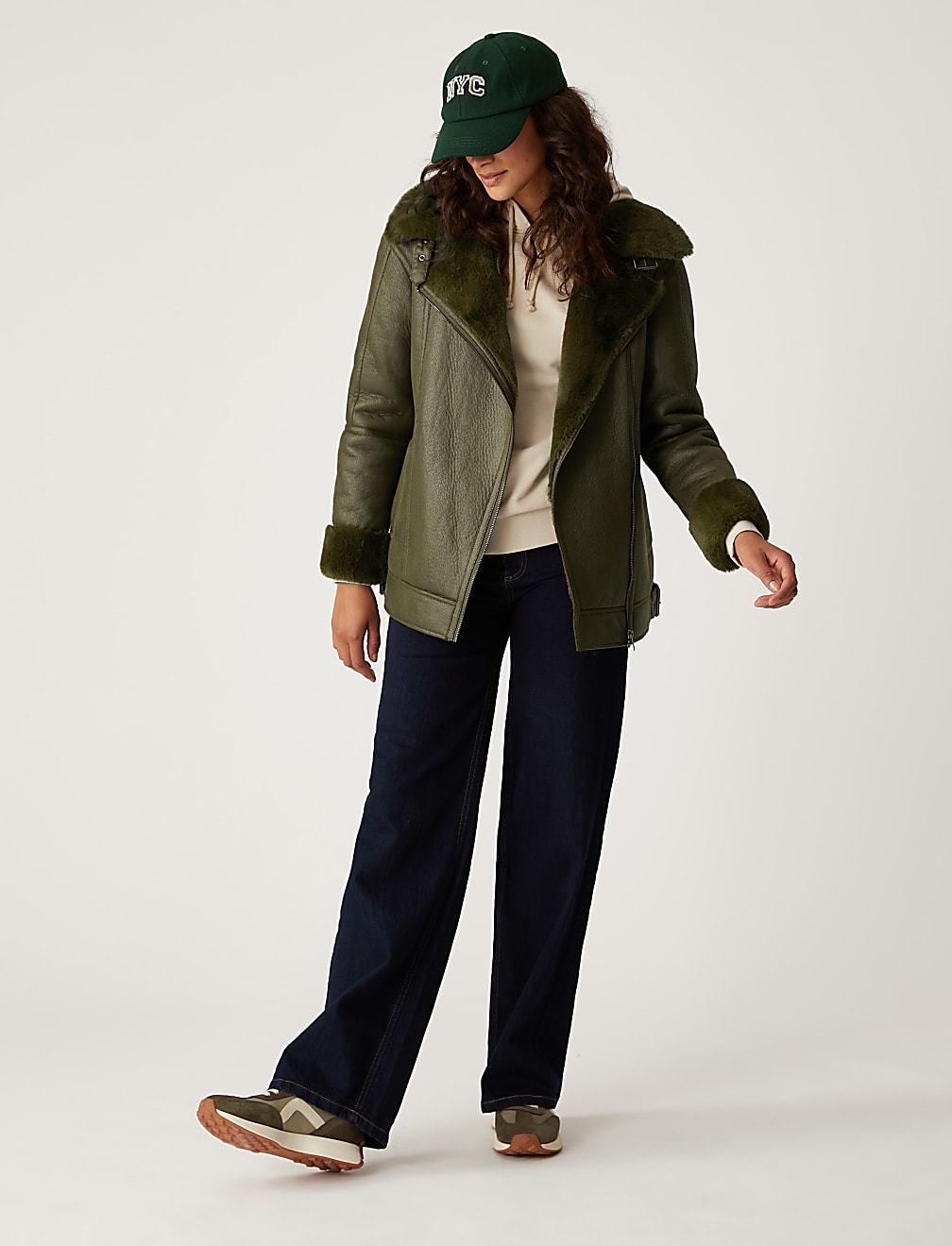 Faux Shearling Aviator Jacket