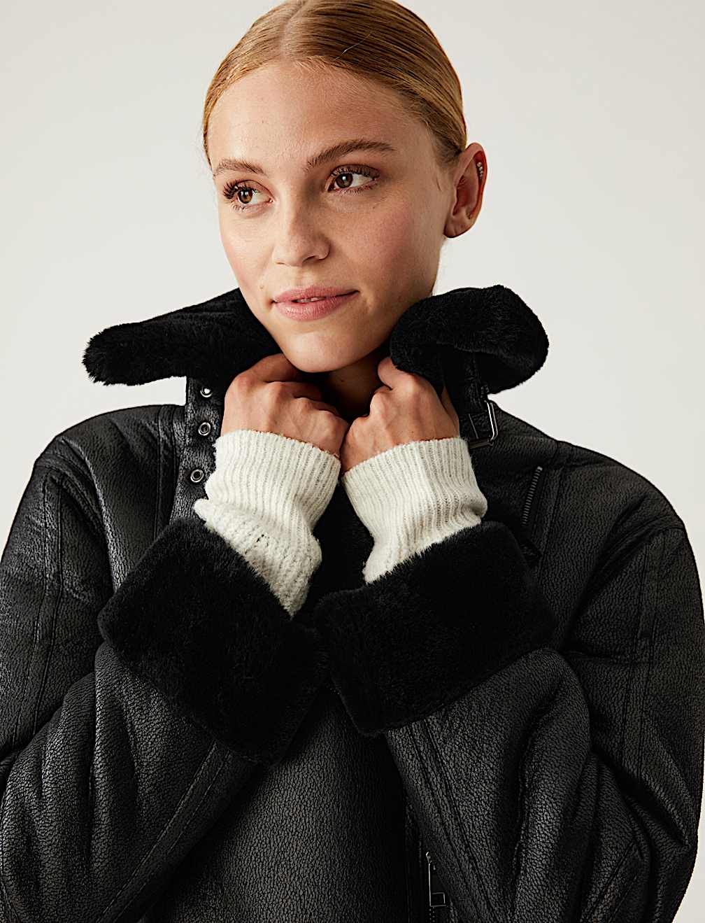 Faux Shearling Aviator Jacket