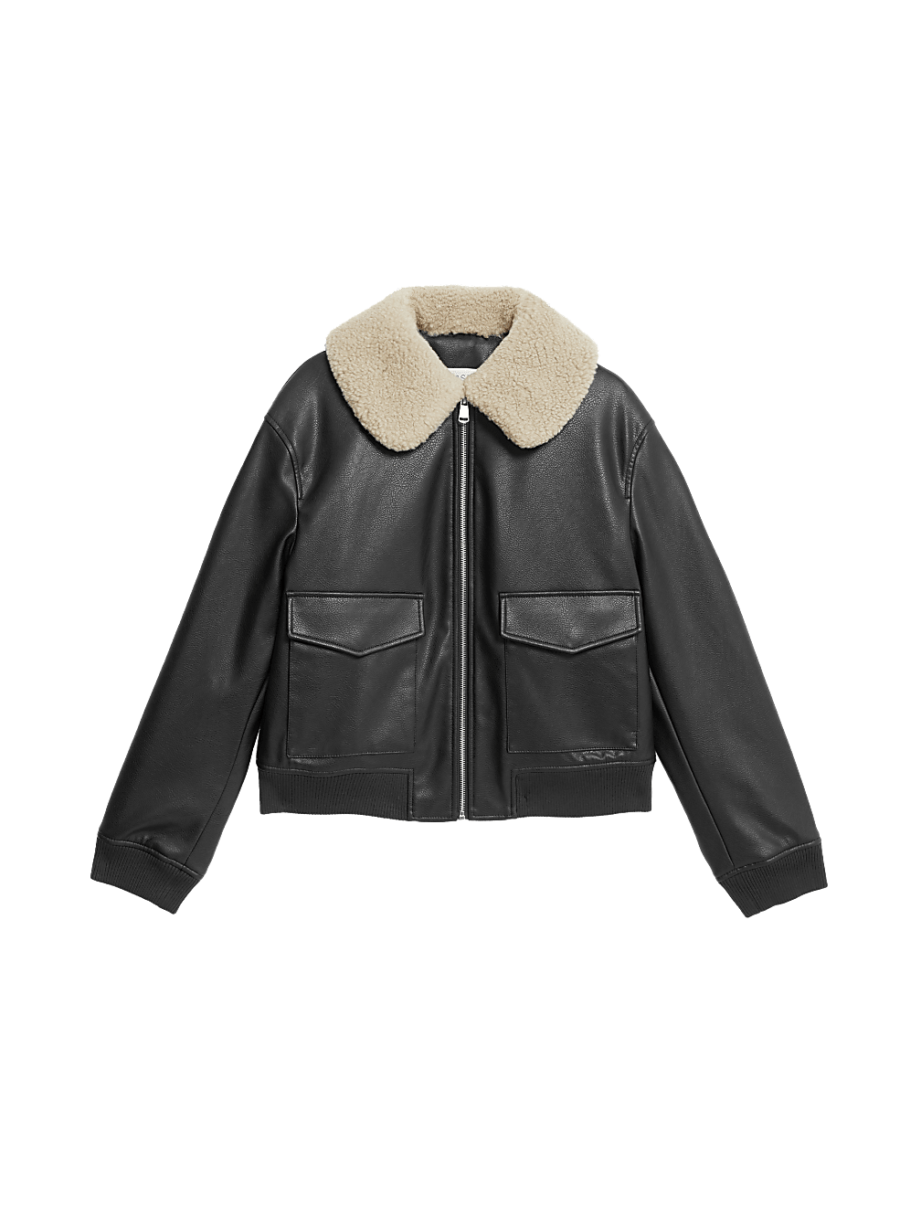 Faux Leather Aviator Jacket