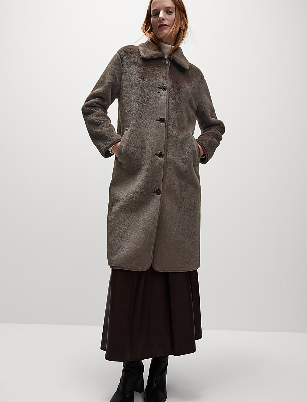 Faux Fur Longline Coat
