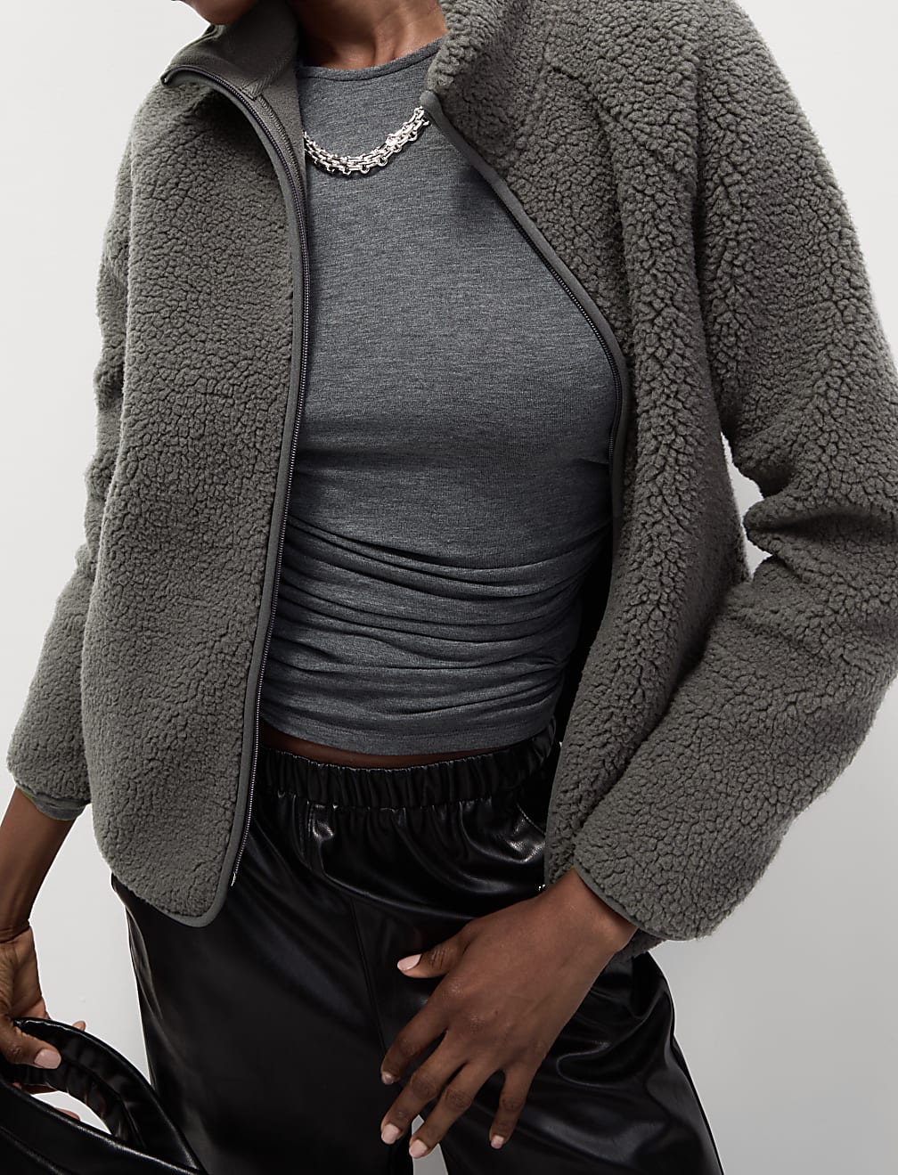 Borg Lightweight Funnel Neck Jacket