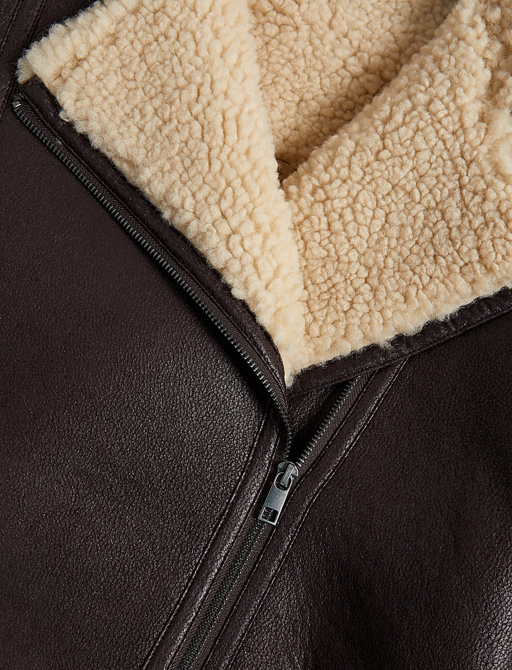 Faux Shearling Borg Lined Aviator Jacket