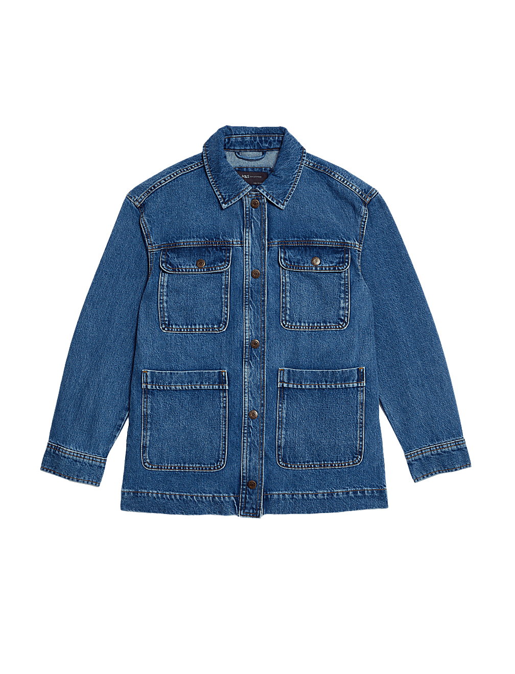 Pure Cotton Denim Relaxed Utility Jacket