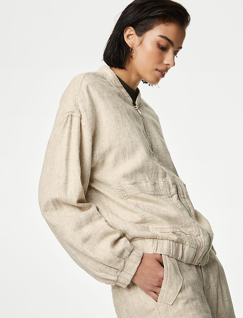 Linen Rich Bomber Jacket