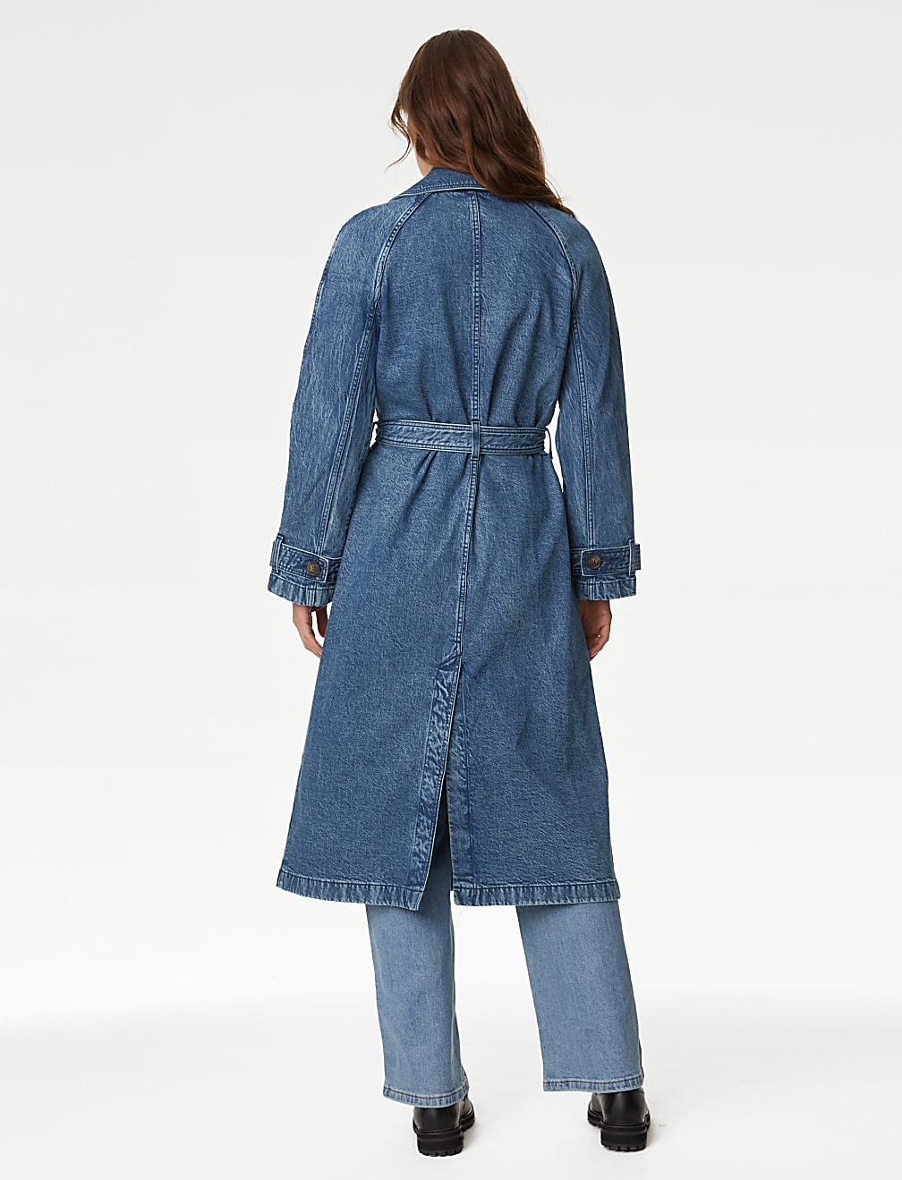 Cotton Rich Denim Belted Trench Coat