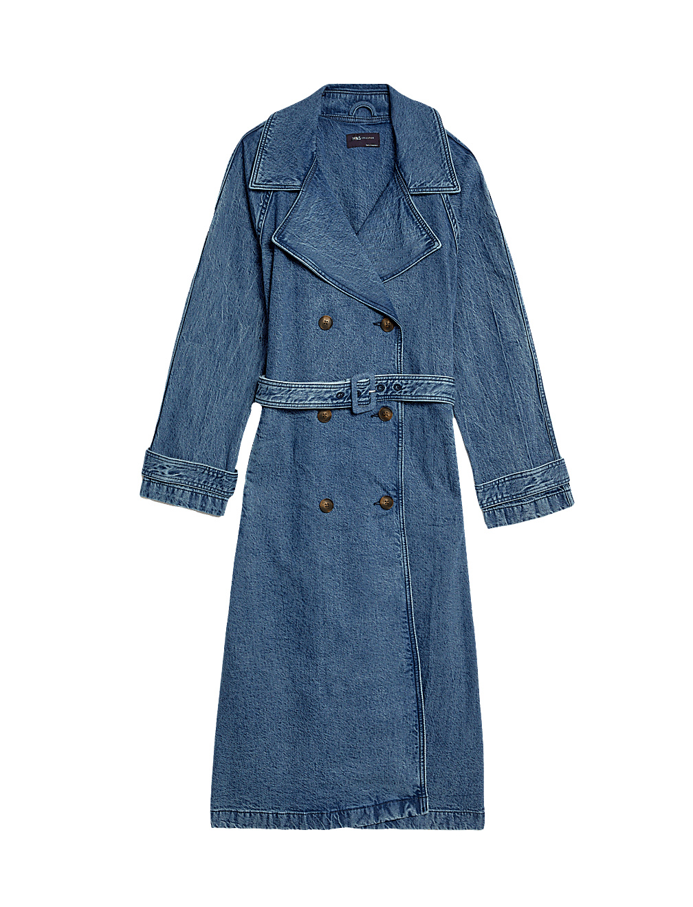 Cotton Rich Denim Belted Trench Coat