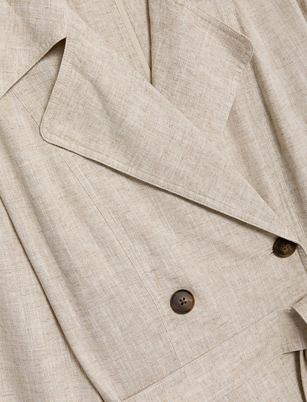Linen Blend Longline Trench Coat