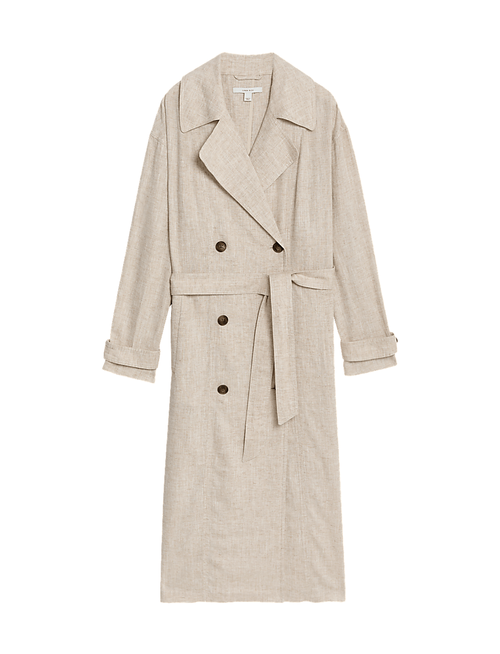 Linen Blend Longline Trench Coat