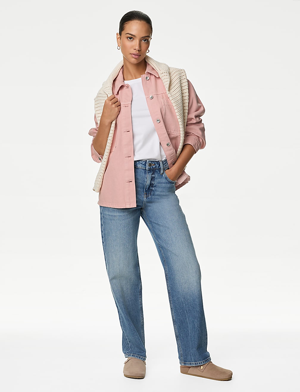 Pure Cotton Denim Relaxed Shacket