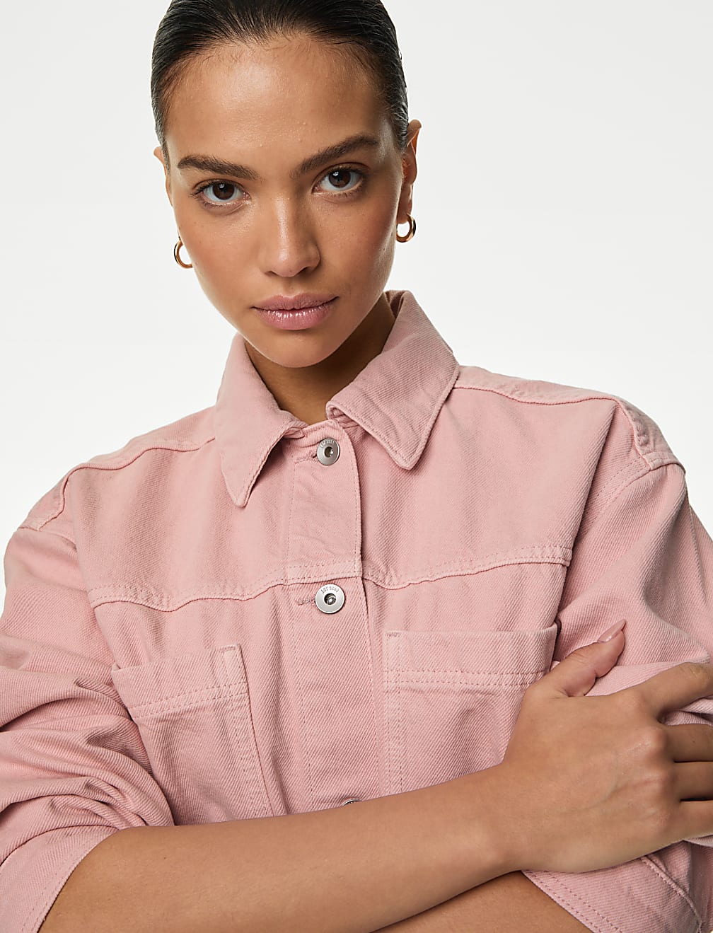 Pure Cotton Denim Relaxed Shacket