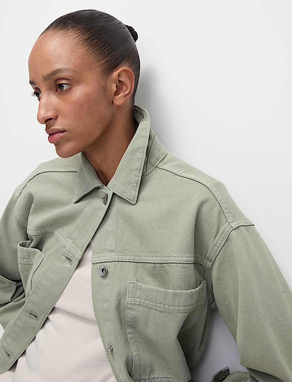 Pure Cotton Denim Relaxed Shacket