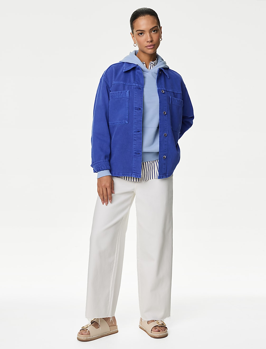 Pure Cotton Denim Relaxed Shacket