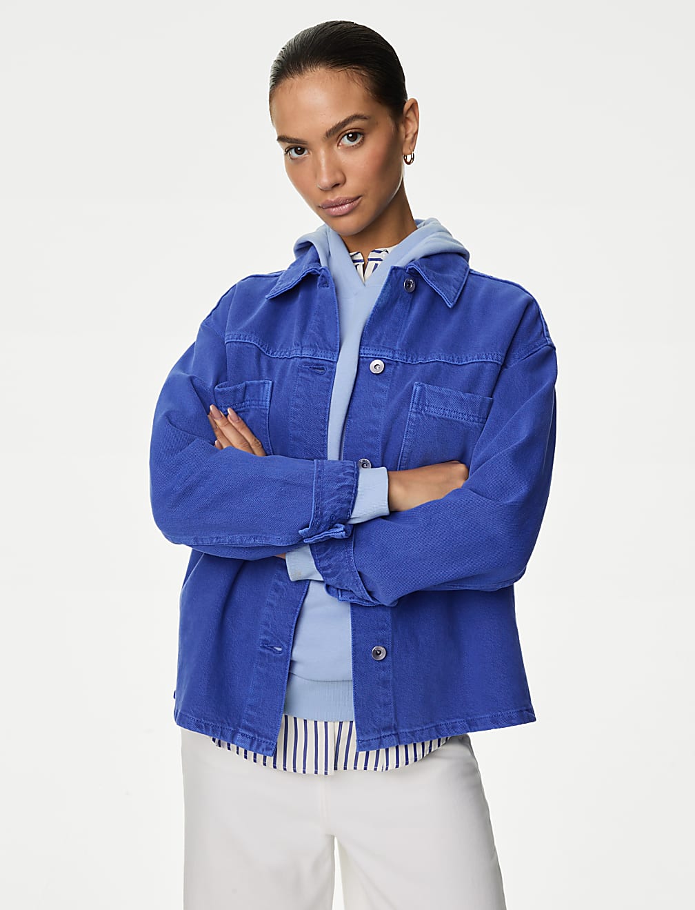Pure Cotton Denim Relaxed Shacket