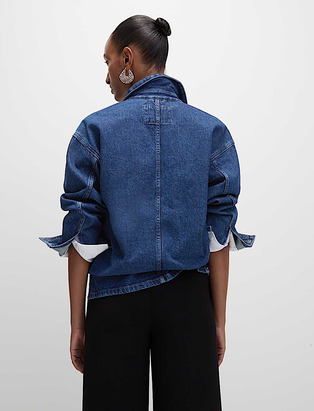 Pure Cotton Denim Relaxed Shacket