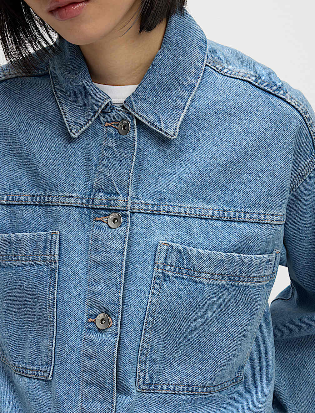 Pure Cotton Denim Relaxed Shacket