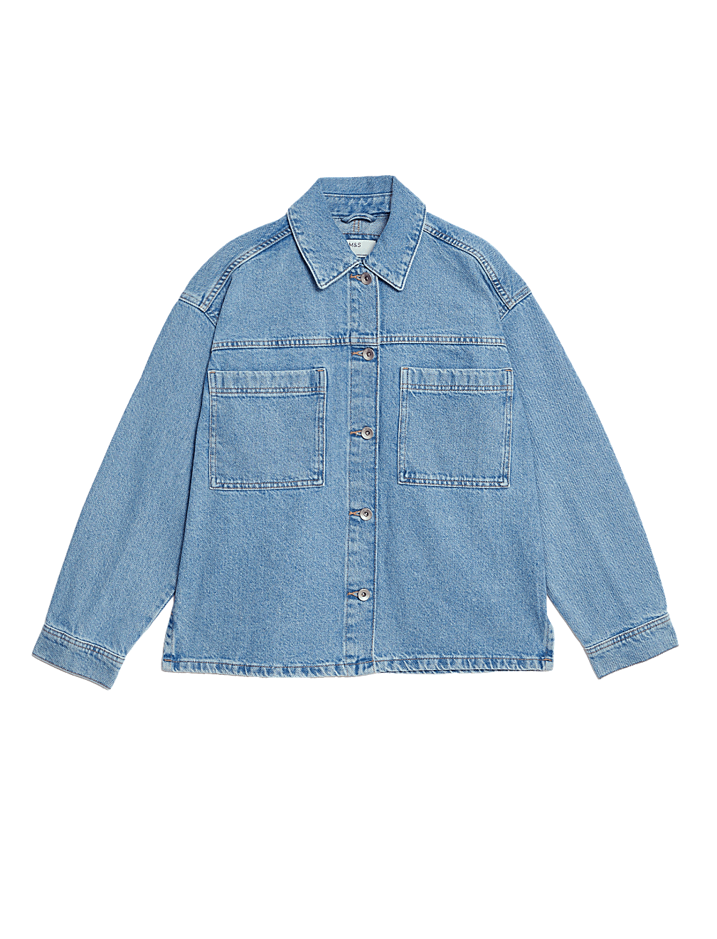 Pure Cotton Denim Relaxed Shacket