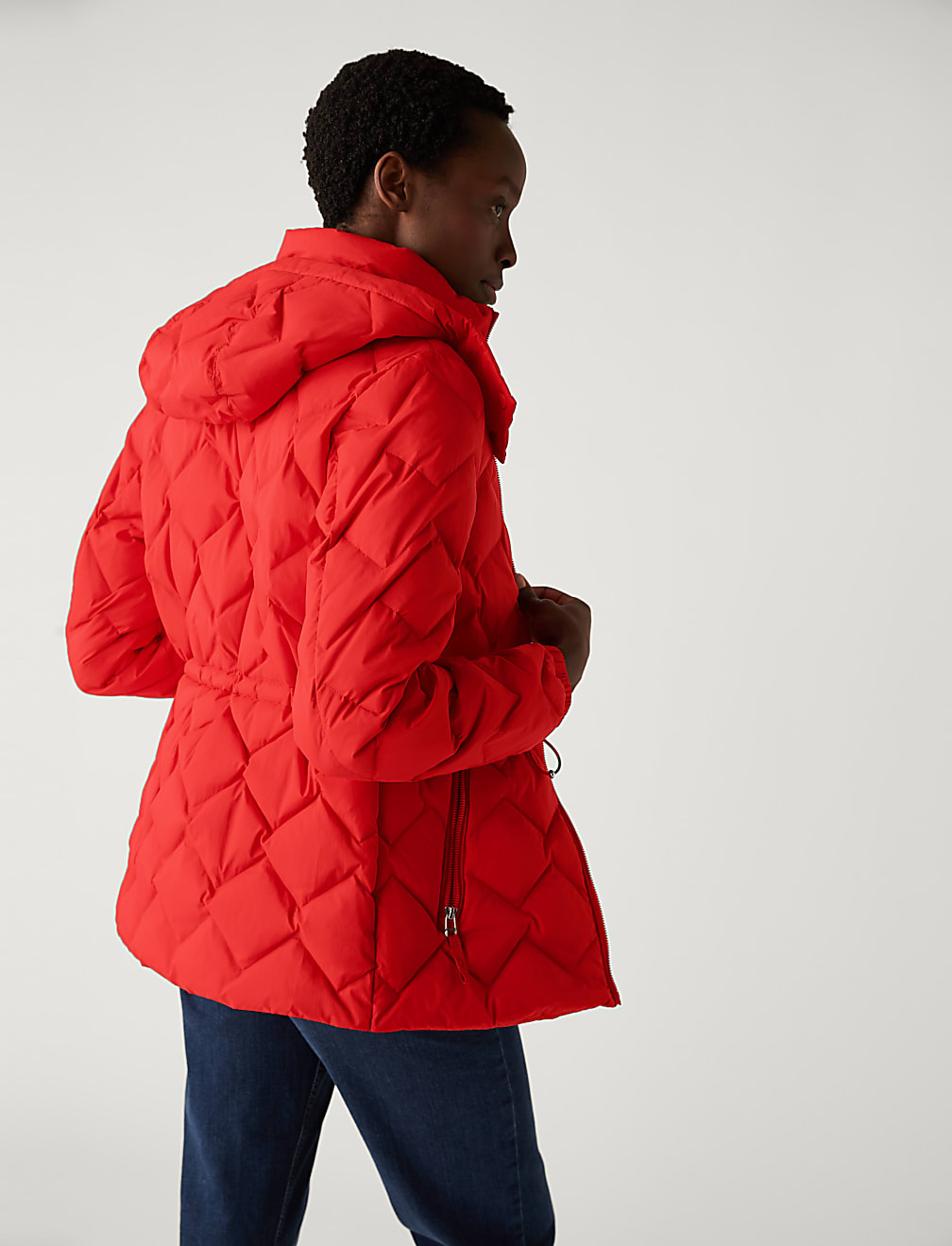 Feather & Down Quilted Hooded Puffer Jacket