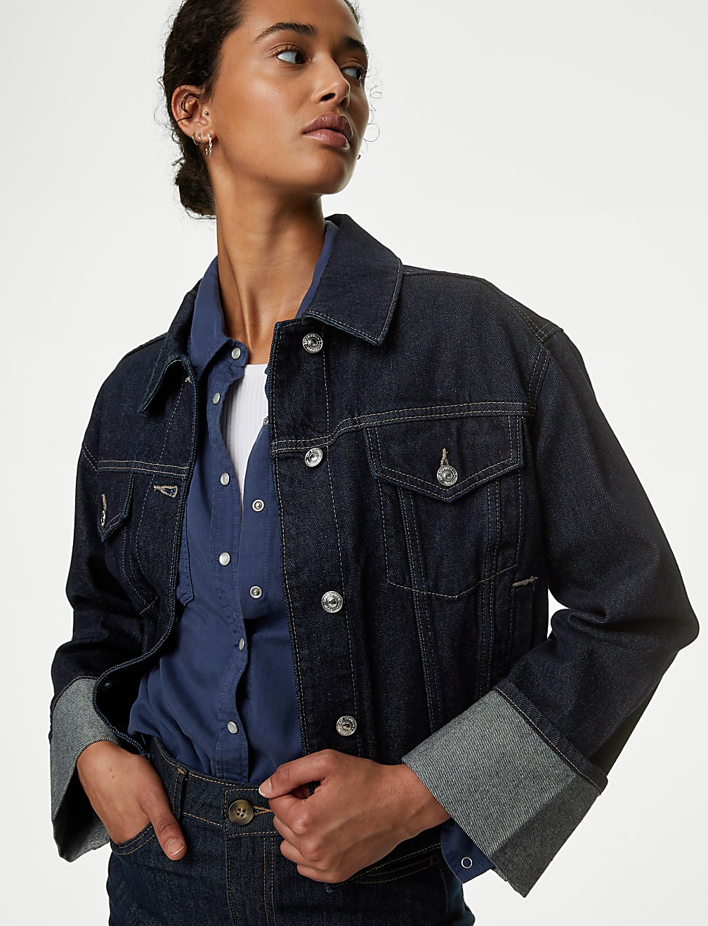 Denim Turn Up Cuff Jacket