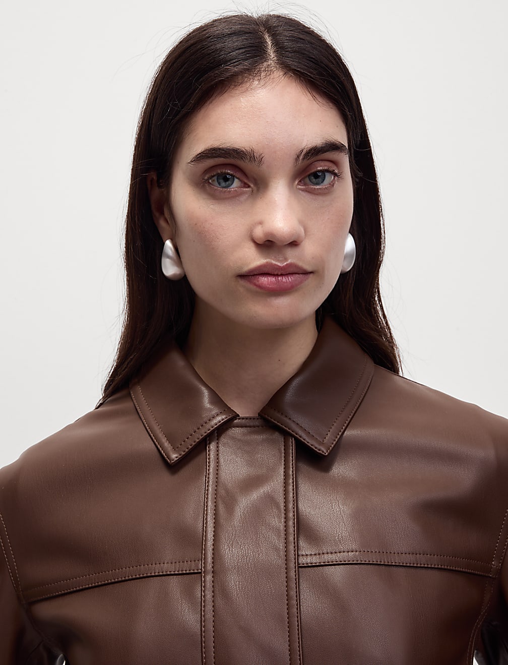 Faux Leather Harrington Jacket