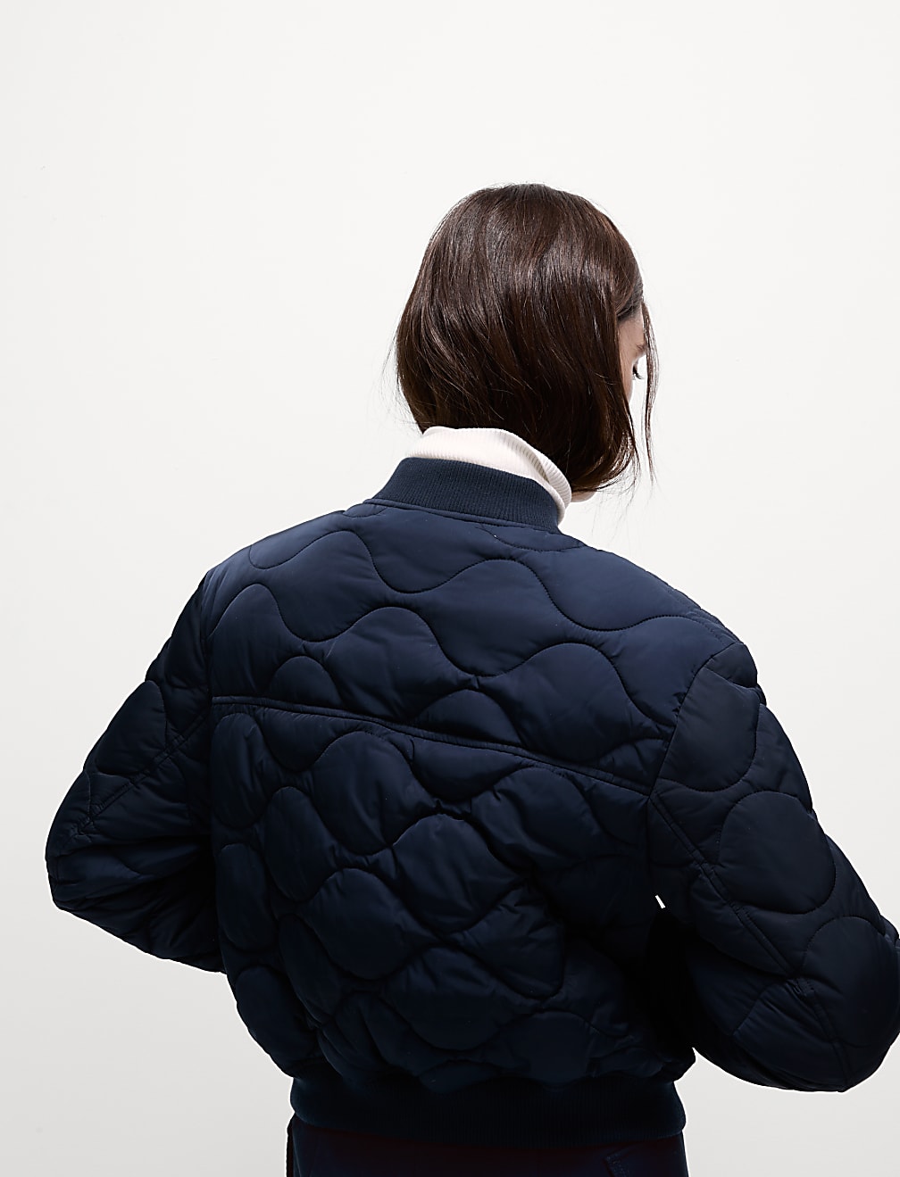Satin Quilted Relaxed Bomber Jacket