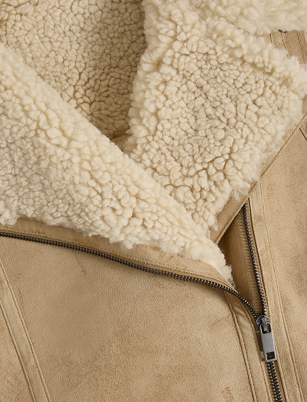 Suedette Shearling Textured Aviator Gilet