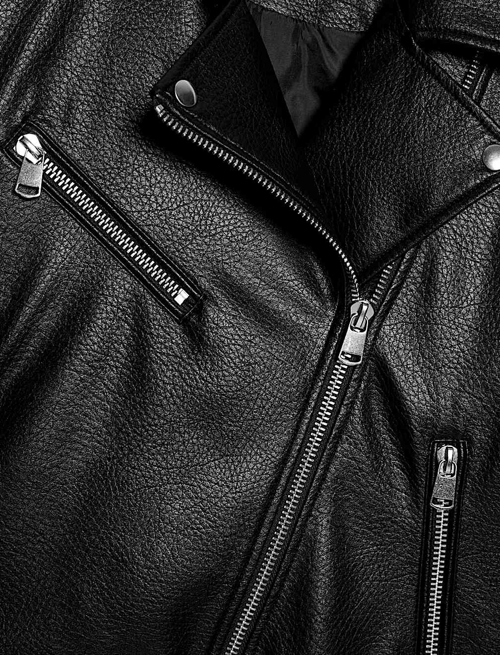 Faux Leather Textured Biker Jacket