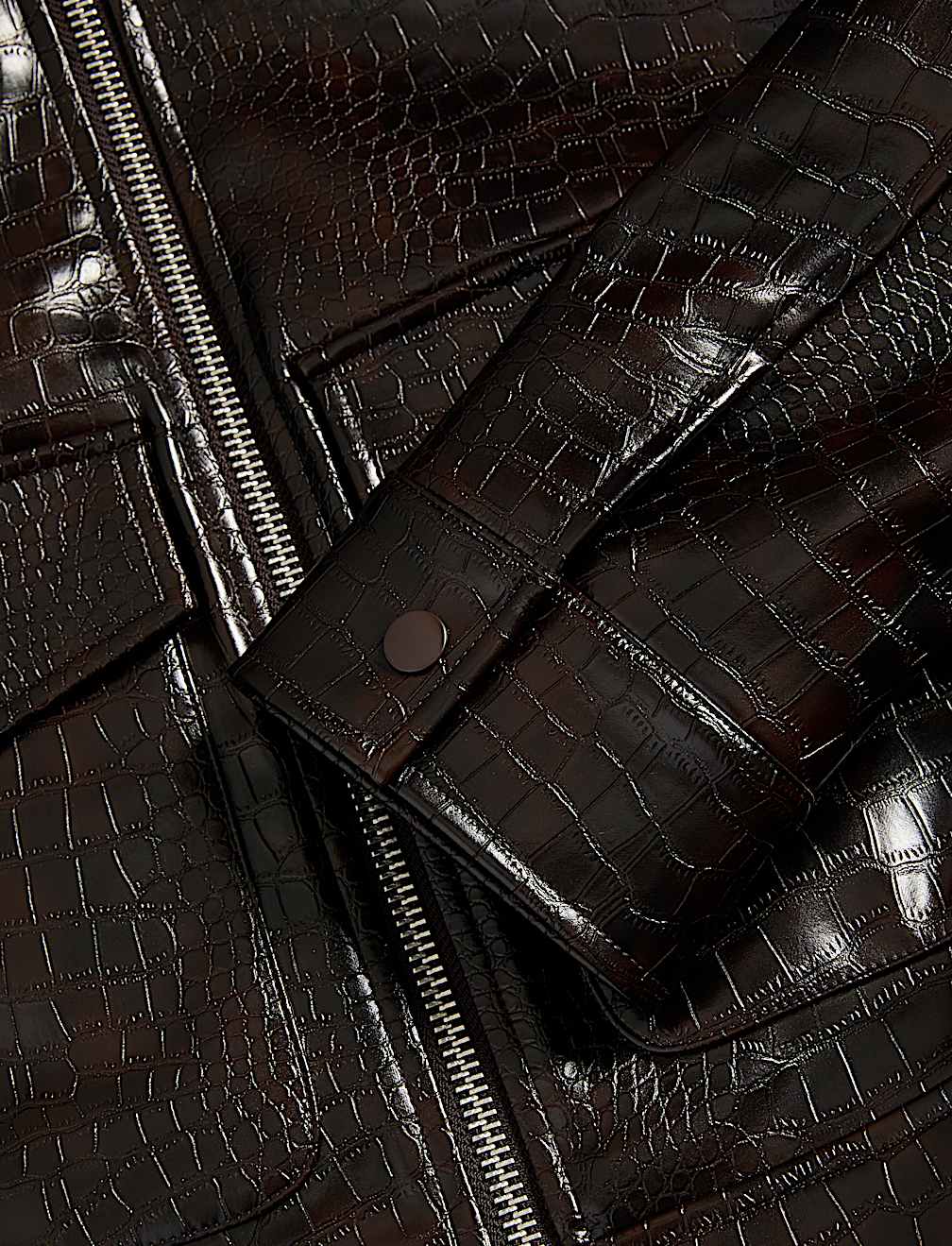 Faux Leather Croc Harrington Jacket