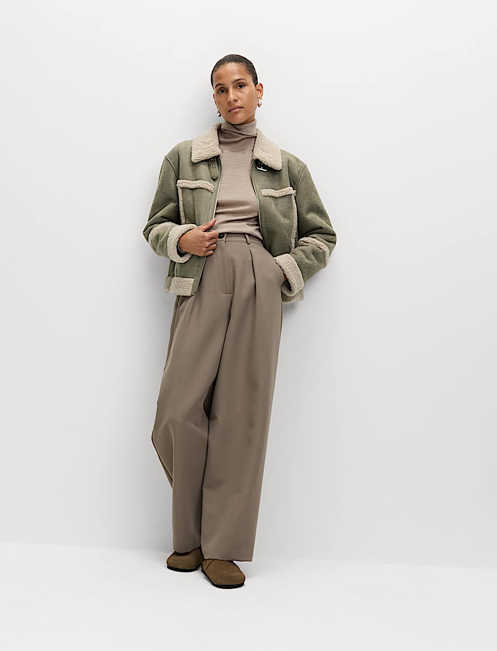 Faux Shearling Aviator Jacket