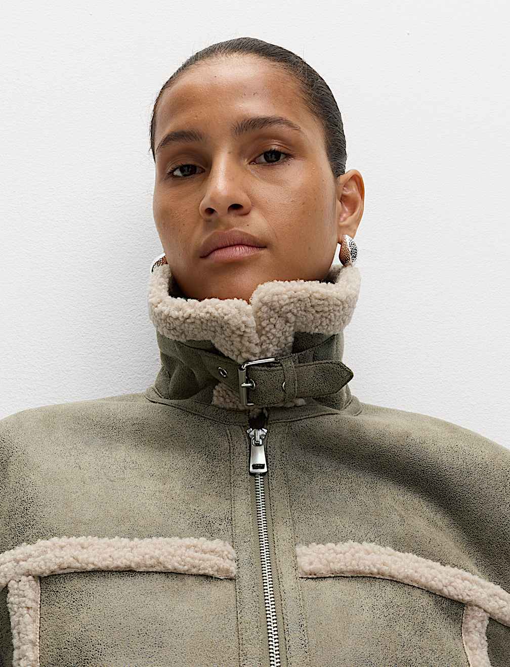 Faux Shearling Aviator Jacket