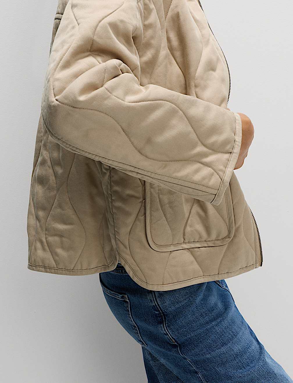 Quilted Funnel Neck Jacket