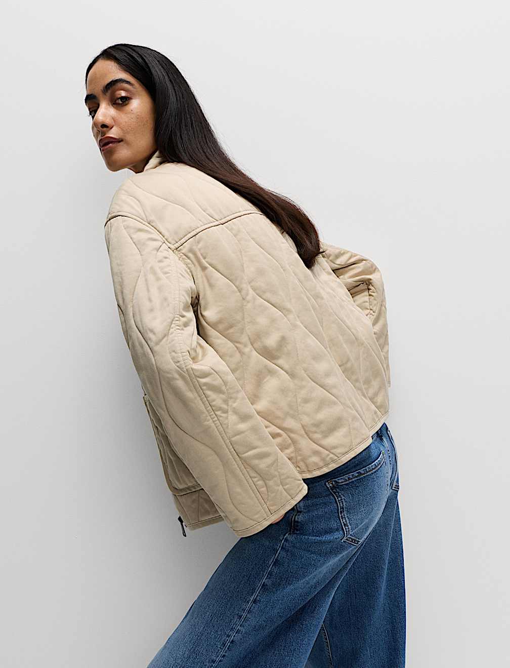 Quilted Funnel Neck Jacket