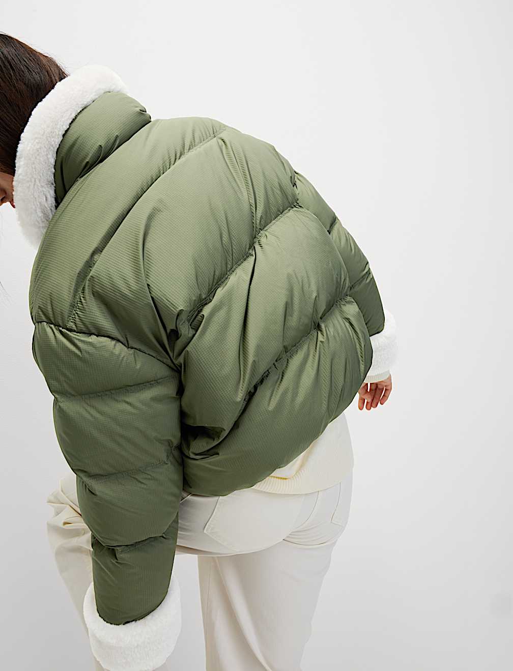 Feather & Down Padded Borg Trim Jacket