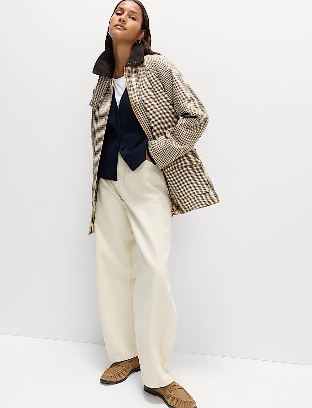 Waxed Look Checked Utility Jacket