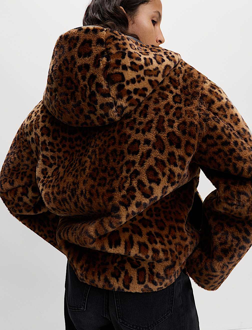 Faux Leather Animal Print Reversible Jacket