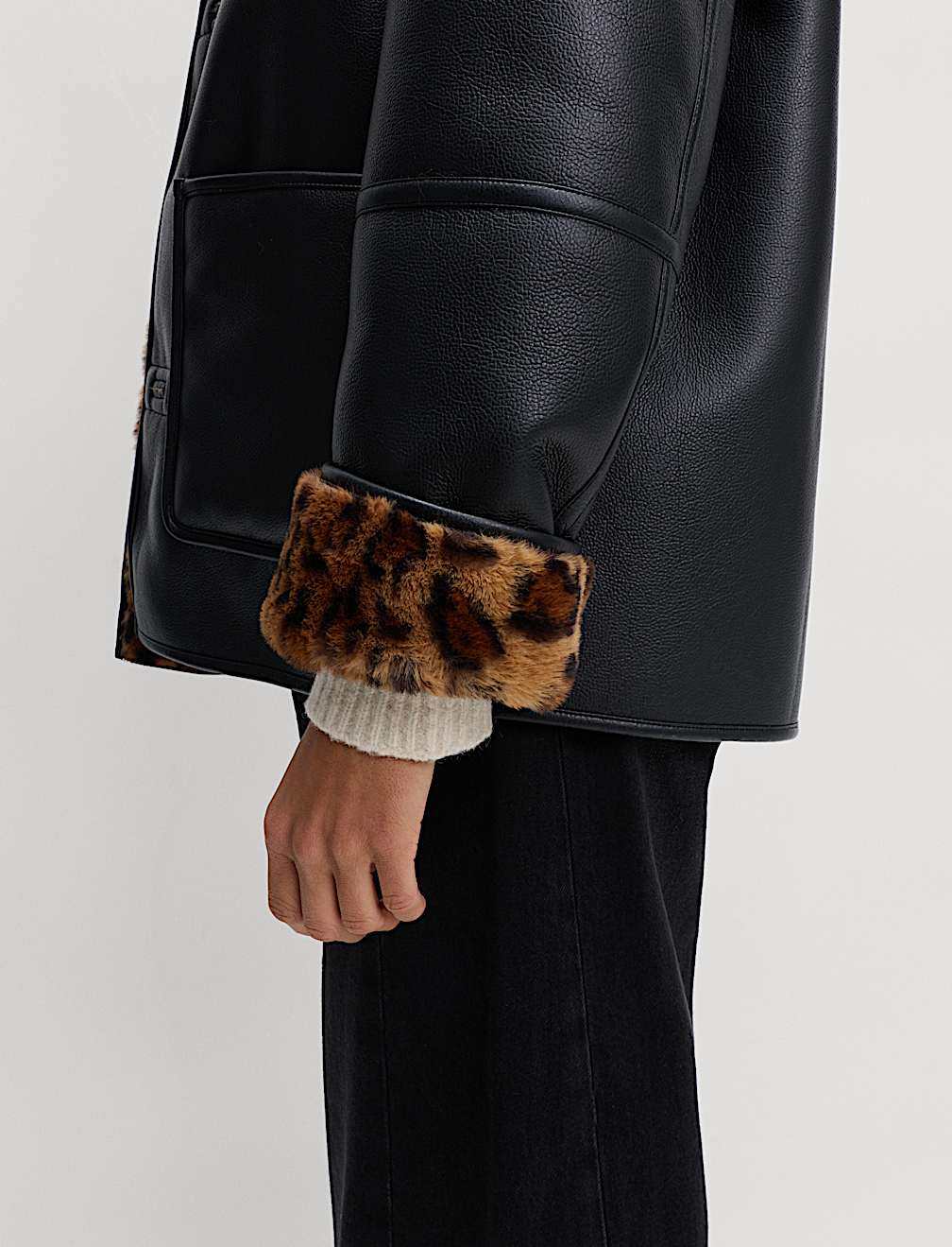 Faux Leather Animal Print Reversible Jacket
