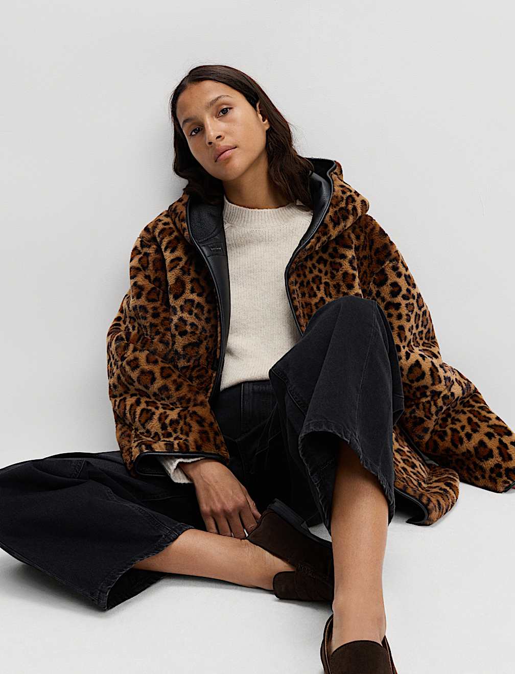 Faux Leather Animal Print Reversible Jacket