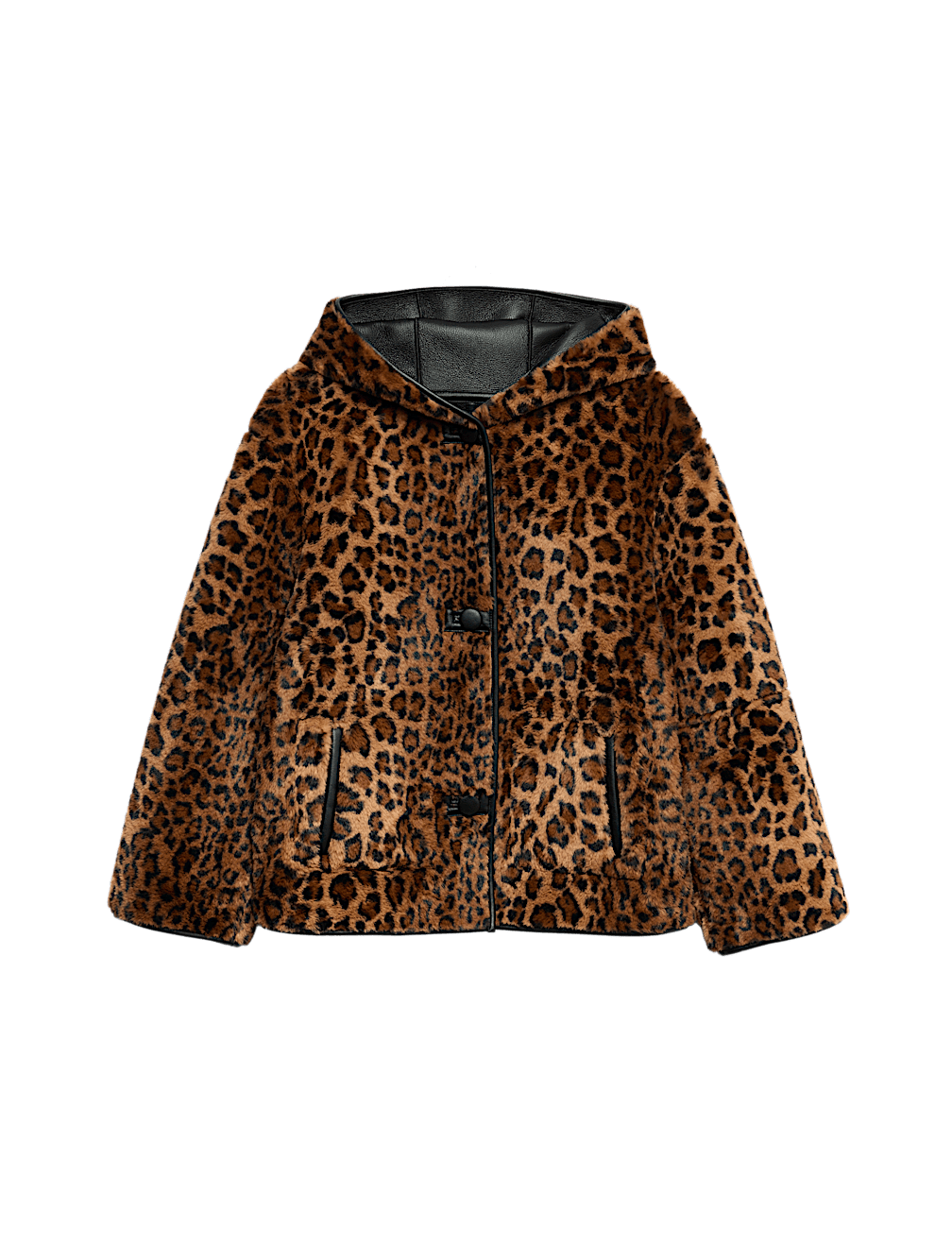 Faux Leather Animal Print Reversible Jacket