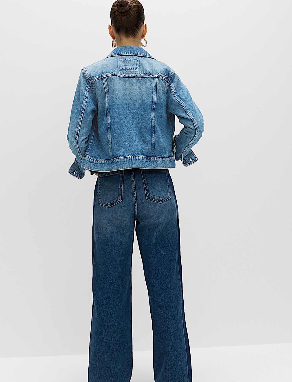 Cotton Lyocell Blend Denim Trucker Jacket