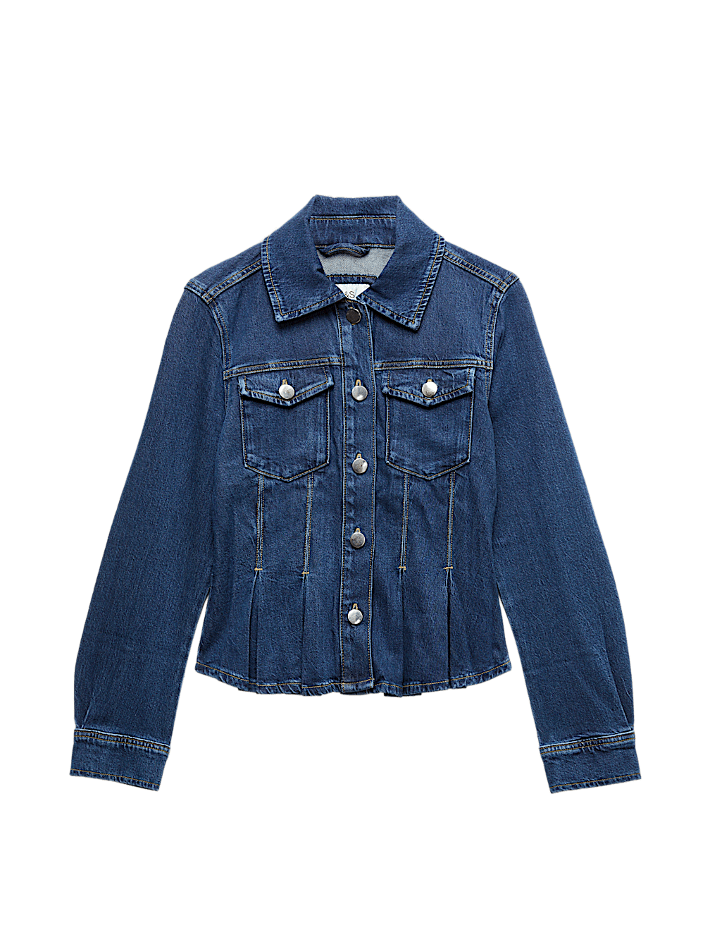 Denim Peplum Collared Jacket