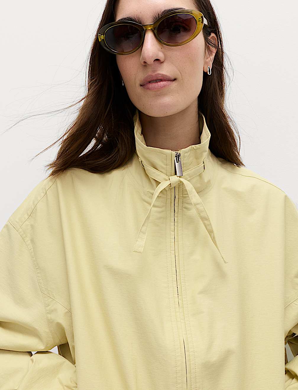Cotton Rich Funnel Neck Bomber Jacket